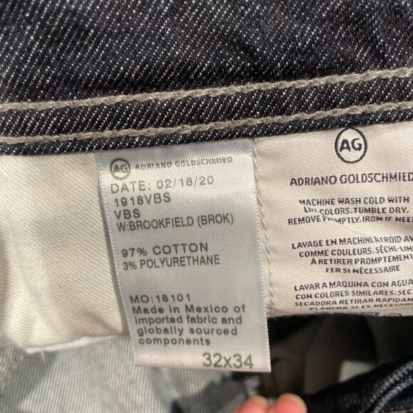 AG Denim 360 Men's Sz 32x34 Straight Leg Jean Dark Wash Brookfield Stretch - Picture 4 of 9